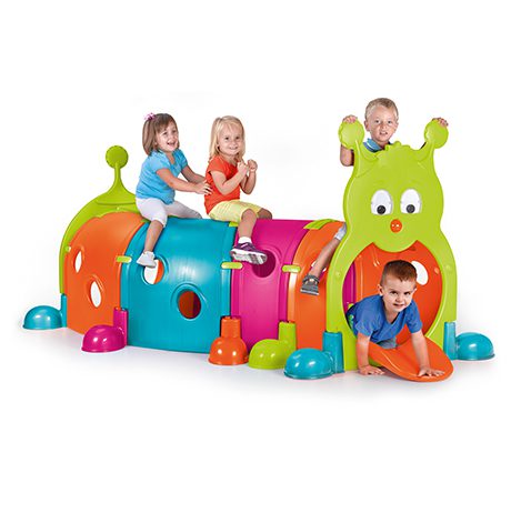Children playing on caterpillar tunnel