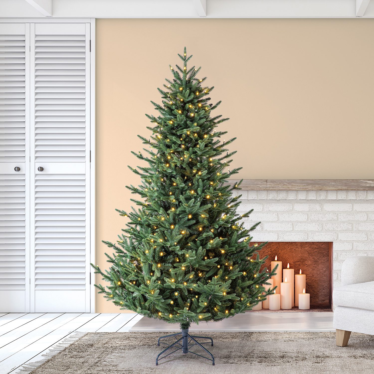 Calgary Spruce artificial tree in living room